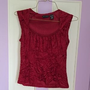 New York & Company Red Ruched Blouse
